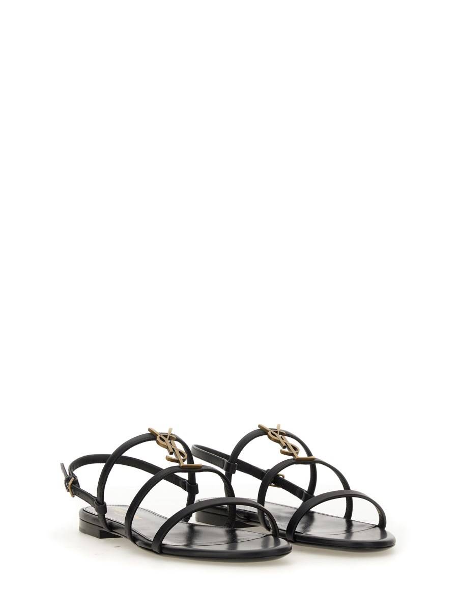 SAINT LAURENT SANDALI FLAT CASSANDRA IN PELLE Moda