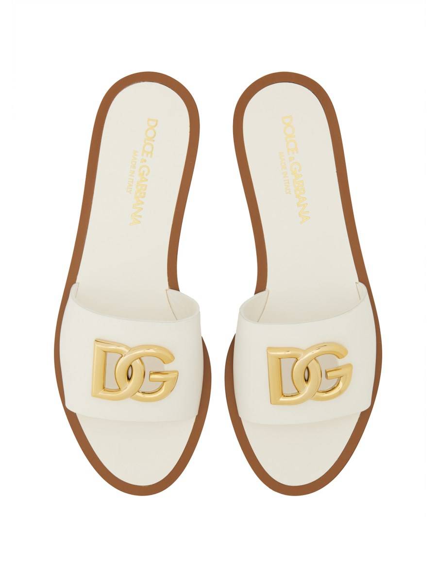 DOLCE & GABBANA SANDALO SLIDE IN PELLE CON LOGO Lightning offer