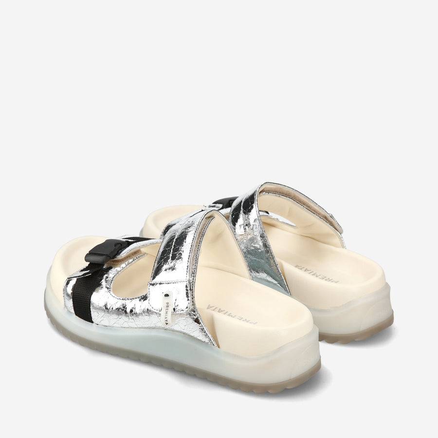 Premiata Sandali bassi M6701A in laminato silver Esporta salva