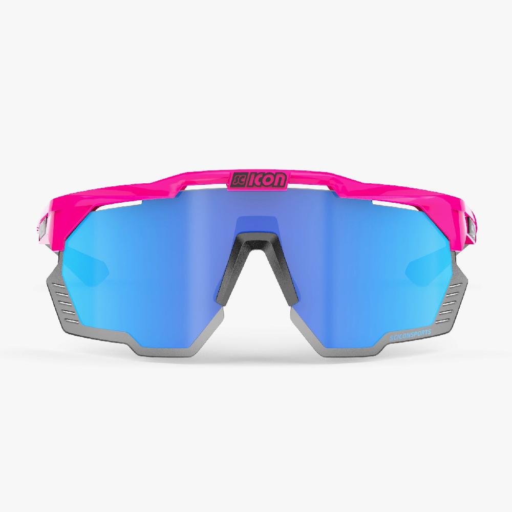 Scicon Aeroshade Kunken Occhiali Ciclismo Rosa Fluo/Blu Vendite Flash