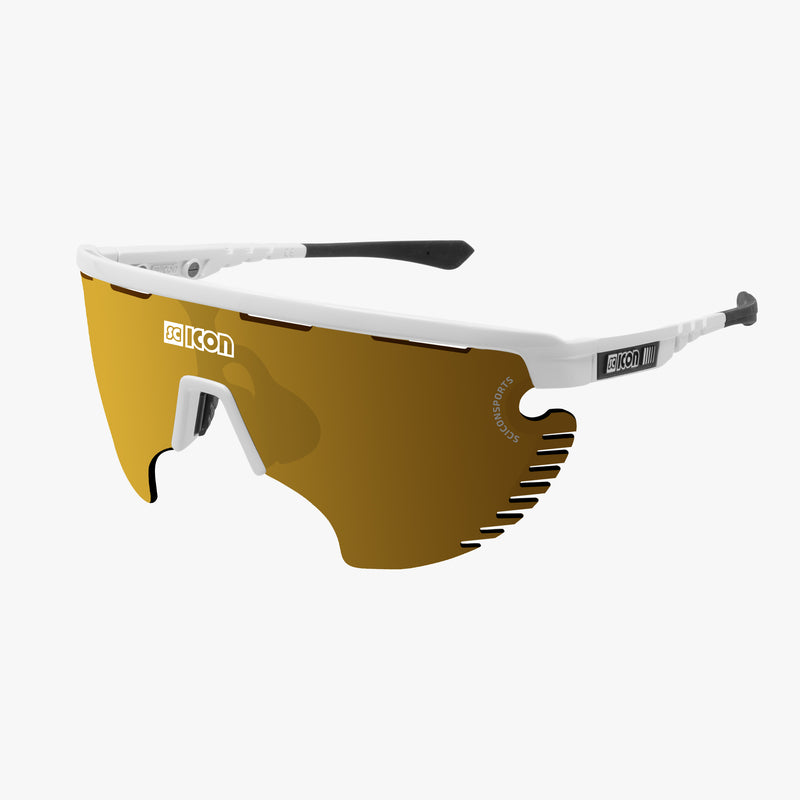 Scicon Occhiali Sportivi Aerowing Lamon Bianchi/Lente Bronzo Specchiata