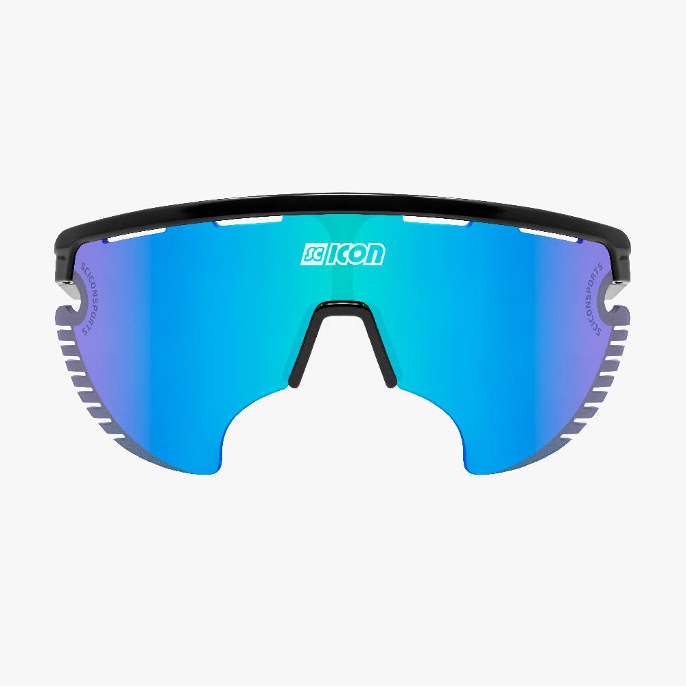 Scicon Occhiali Sportivi Aerowing Lamon Neri/ Lente Blu Specchiata Nuova