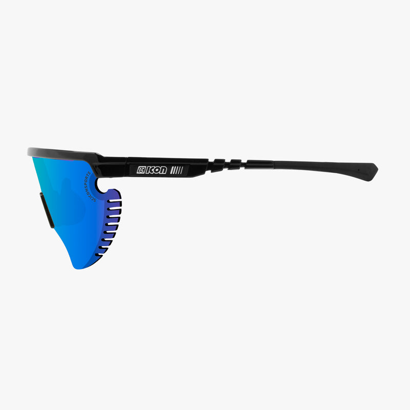 Scicon Occhiali Sportivi Aerowing Lamon Neri/ Lente Blu Specchiata Nuova
