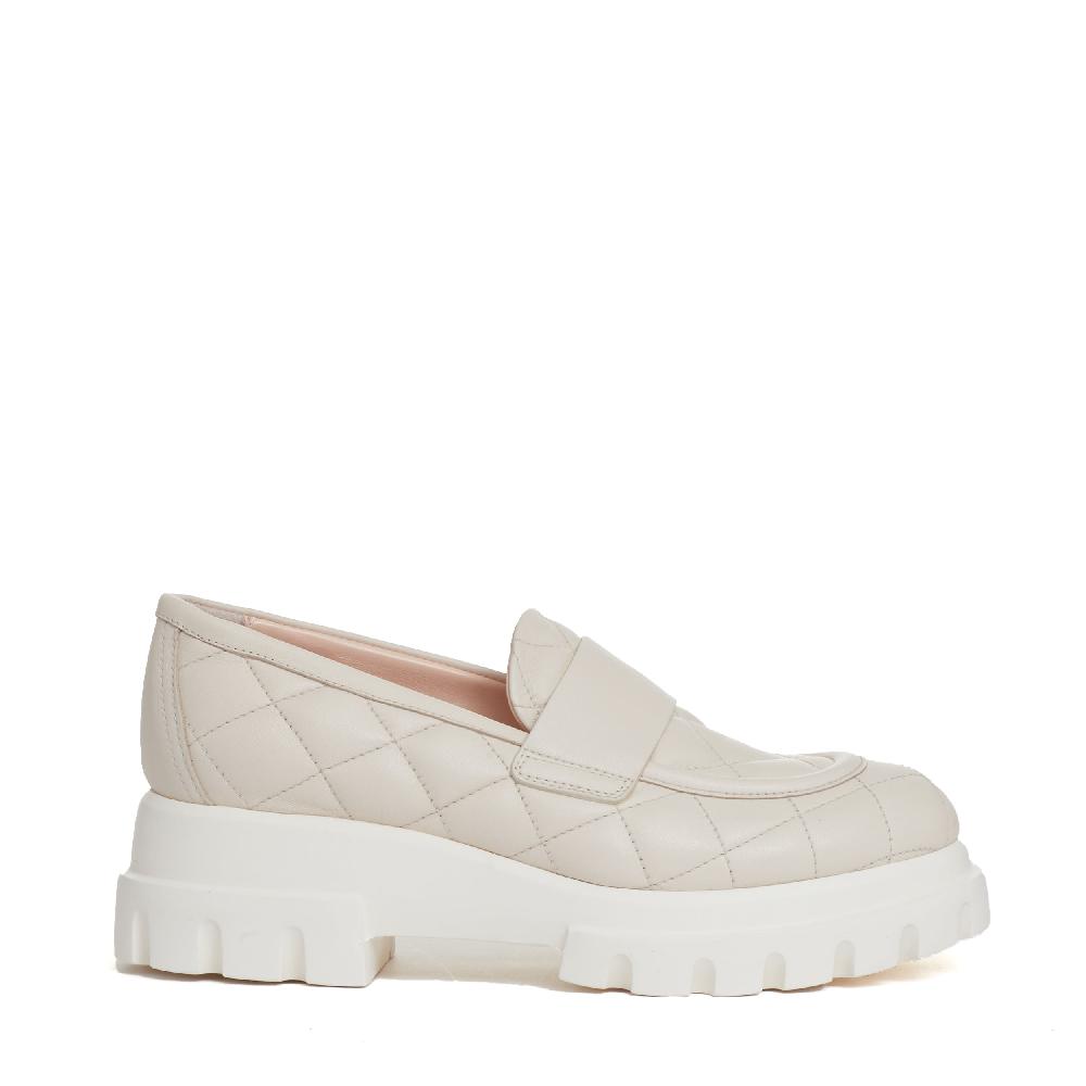 Sorelle Perego mocassino matelasse gesso