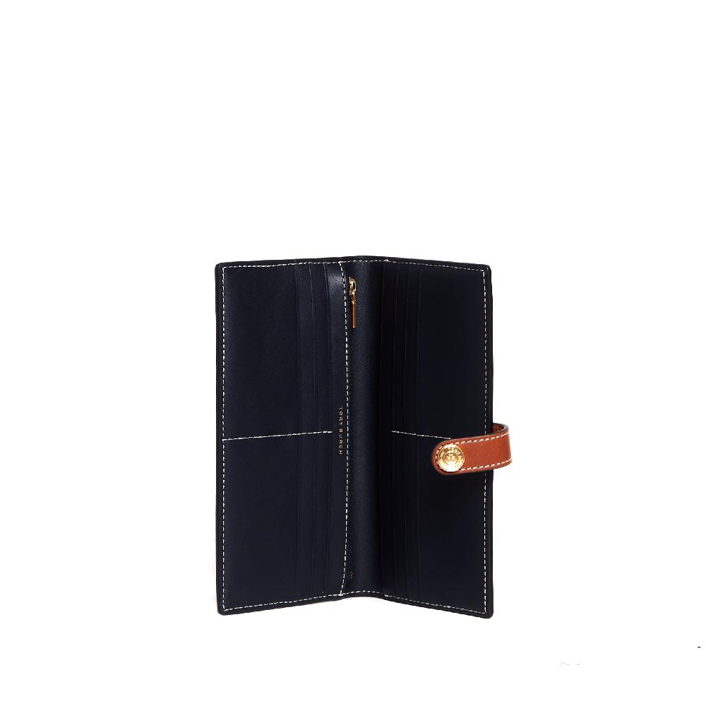Sorelle Perego zip slim wallet tessuto logo blu Economico