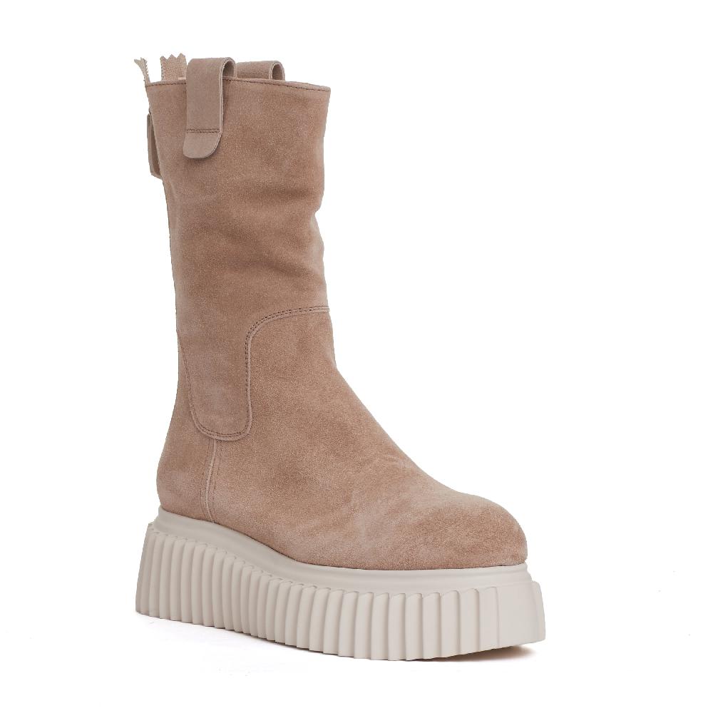 Sorelle Perego stivaletto fondo bianco in camoscio beige Moda
