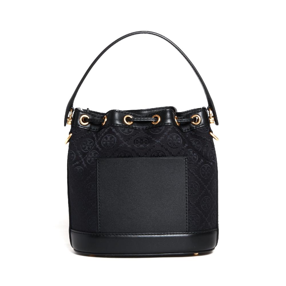 Sorelle Perego bucket bag tessuto logato e pelle nera Offerte