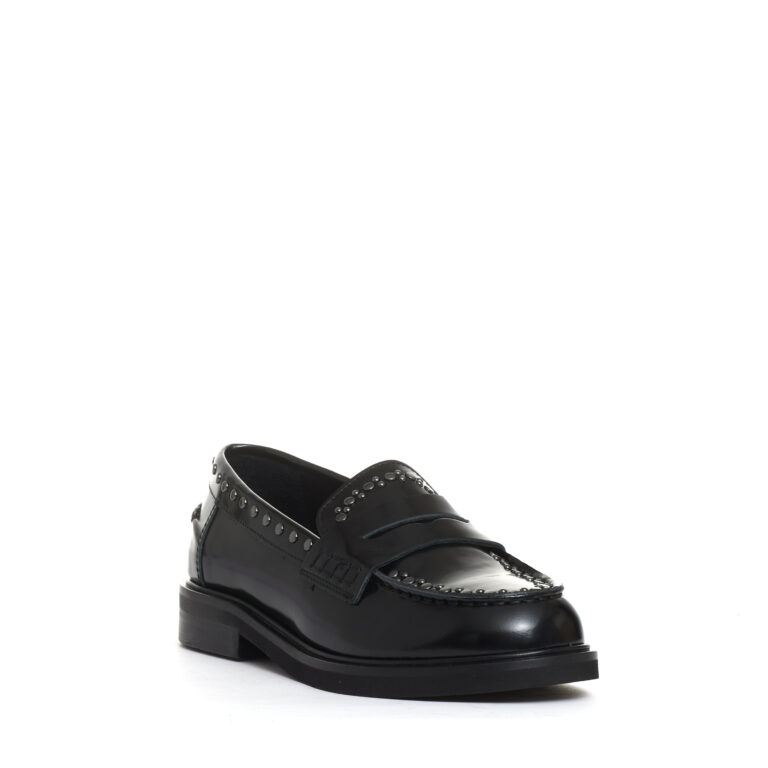 Sorelle Perego mocassino nero con borchie Italy