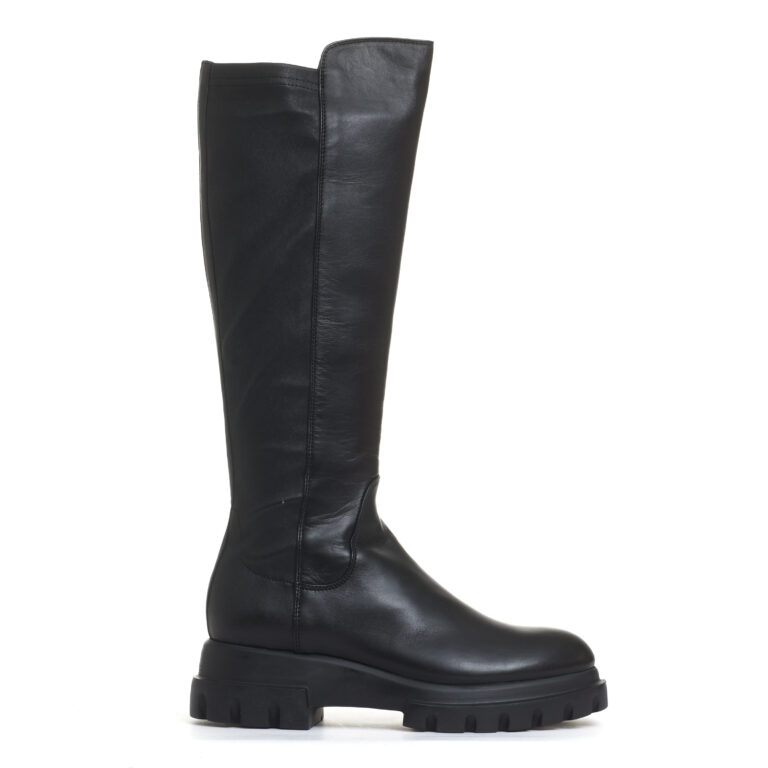 Sorelle Perego stivale stretch in pelle nera Sottocosto