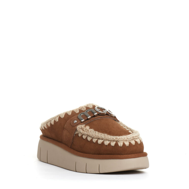 Sorelle Perego ciabatta camoscio cuoio con logo metallo Online