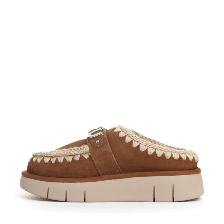 Sorelle Perego ciabatta camoscio cuoio con logo metallo Online