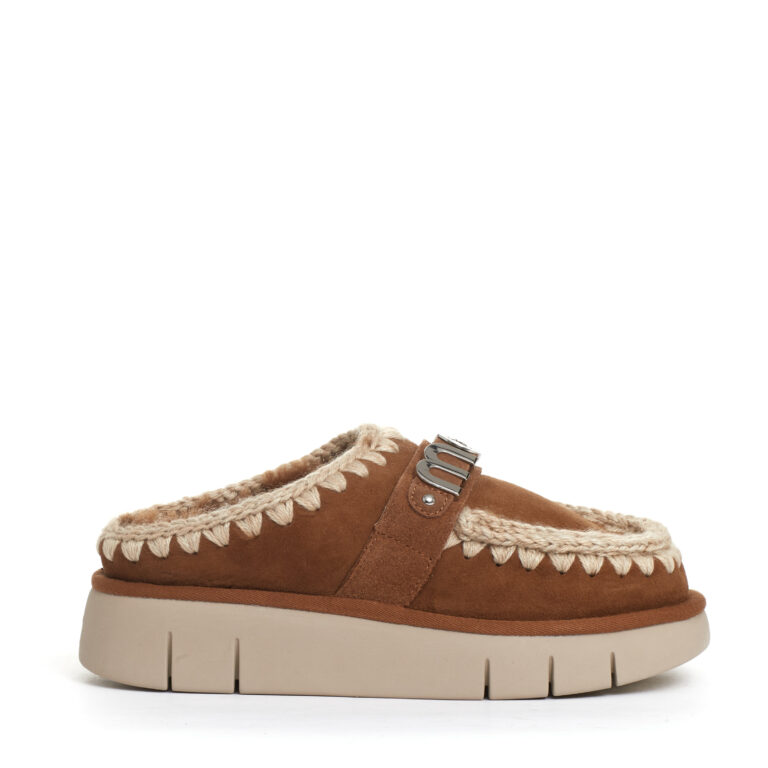 Sorelle Perego ciabatta camoscio cuoio con logo metallo Online