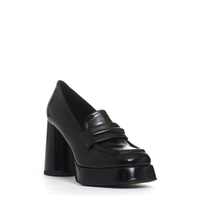Sorelle Perego mocassino vernice nero platò tacco 90 mm Hotsell