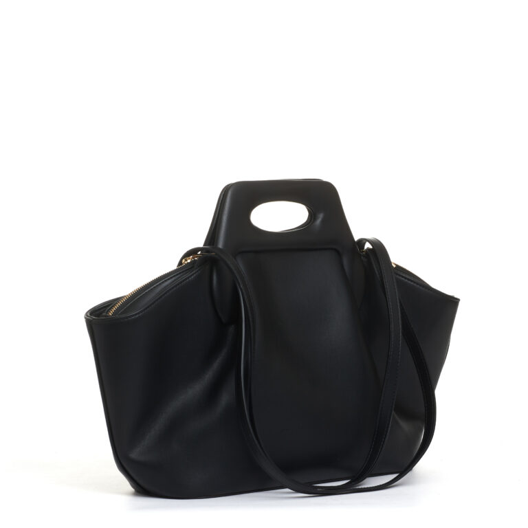 Sorelle Perego borsa pelle nera trapezio Vendita Calda