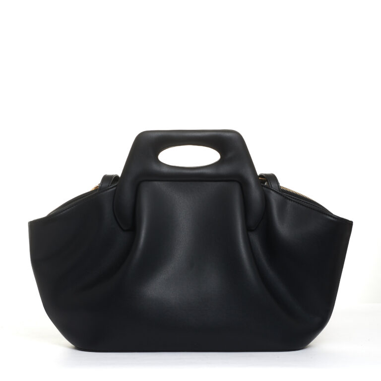 Sorelle Perego borsa pelle nera trapezio Vendita Calda