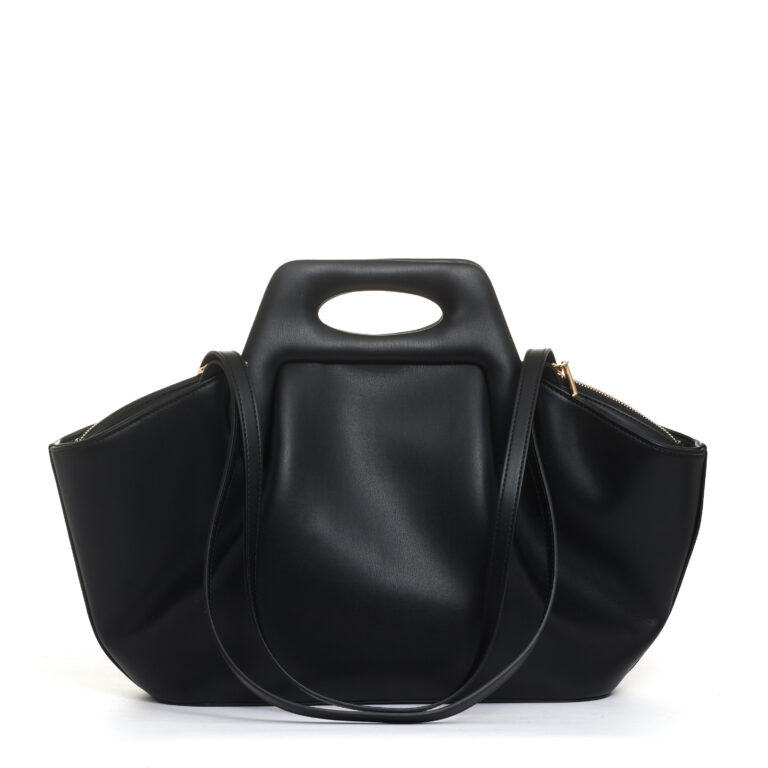 Sorelle Perego borsa pelle nera trapezio Vendita Calda