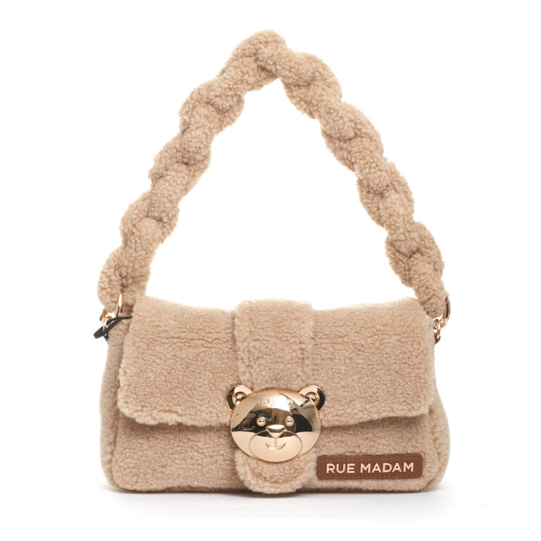 Sorelle Perego borsa teddy beige con orsetto metallo In Linea
