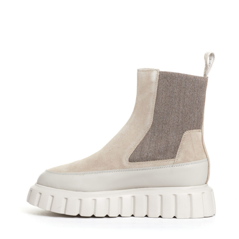Sorelle Perego chelsea boot pelle beige e camoscio 2025