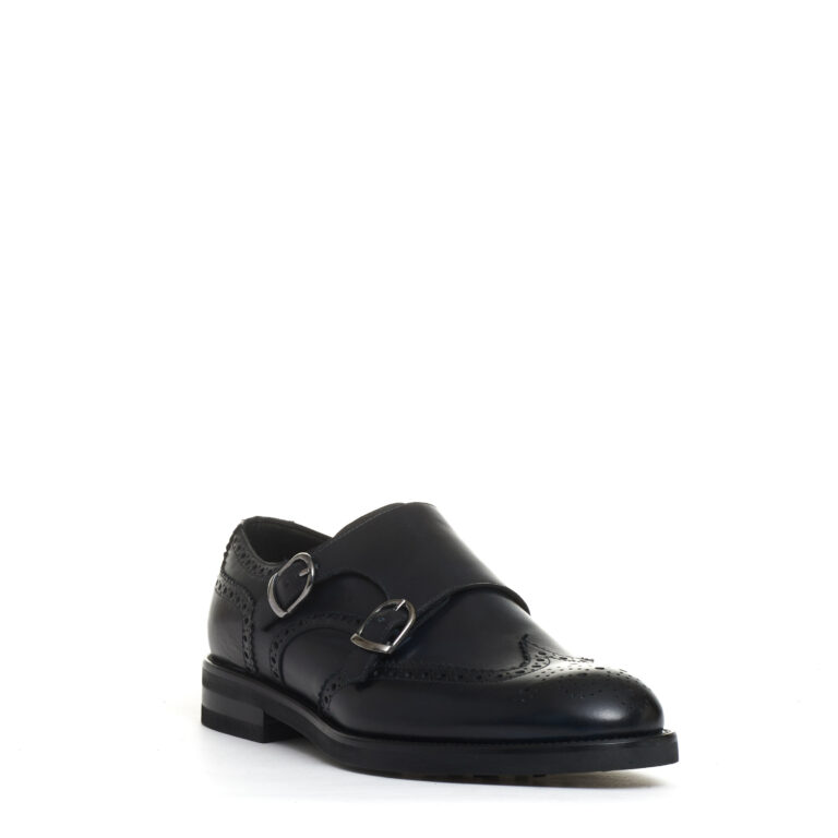 Sorelle Perego derby doppia fibbia pelle blu Nuovo