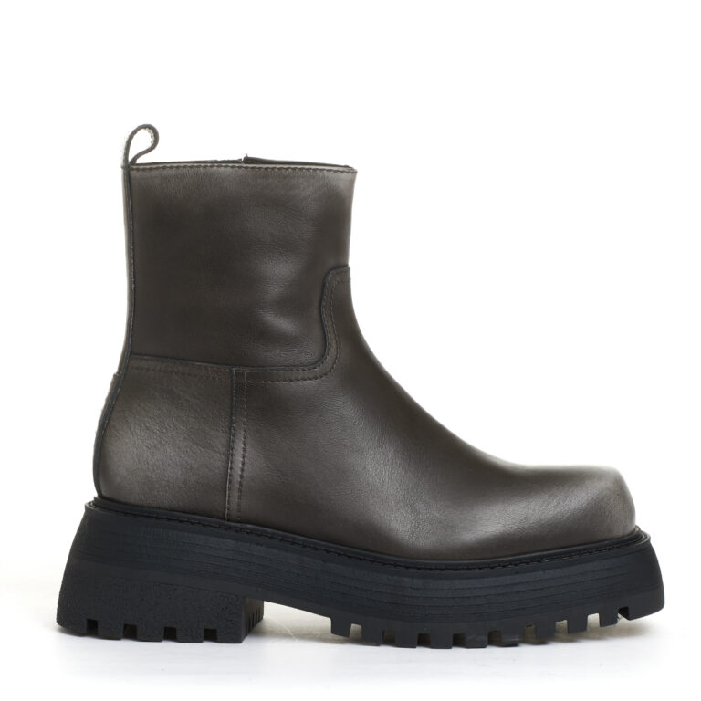 Sorelle Perego stivaletto fondo grosso pelle grigio washed Pezzi Unici