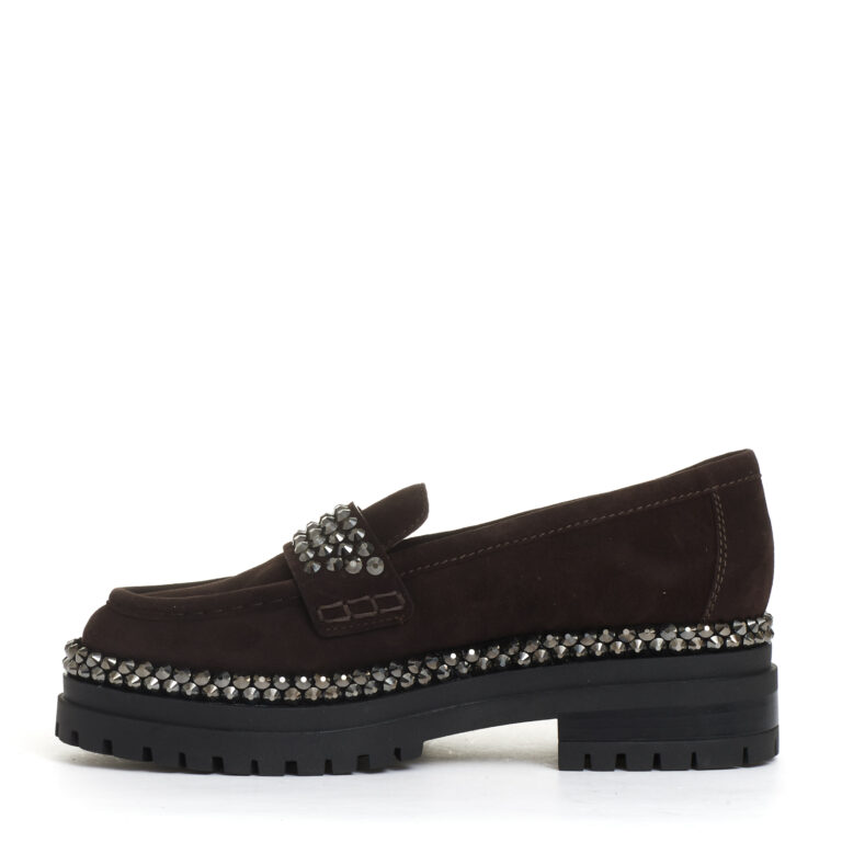 Sorelle Perego mocassino camoscio ebano con strass Fino Al -60%