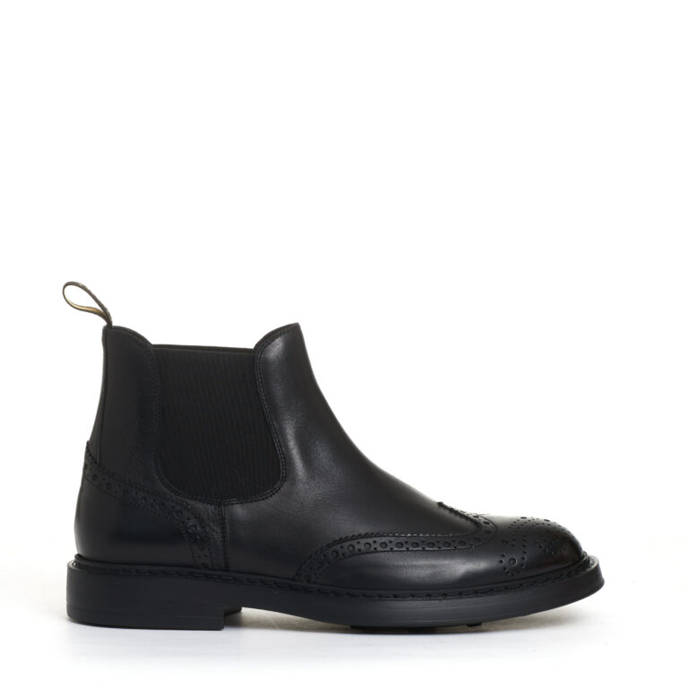 Sorelle Perego beatles pelle nera bucature fondo extralight Sconto