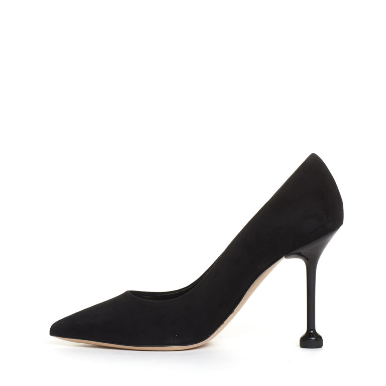 Sorelle Perego pump camoscio nero tacco metallo 100 mm Ritorno libero
