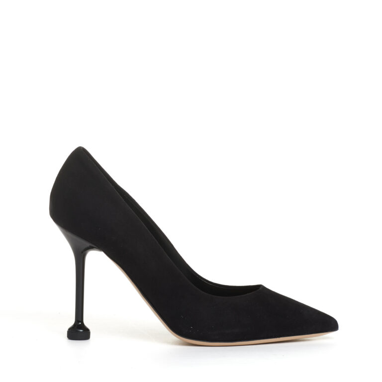 Sorelle Perego pump camoscio nero tacco metallo 100 mm Ritorno libero