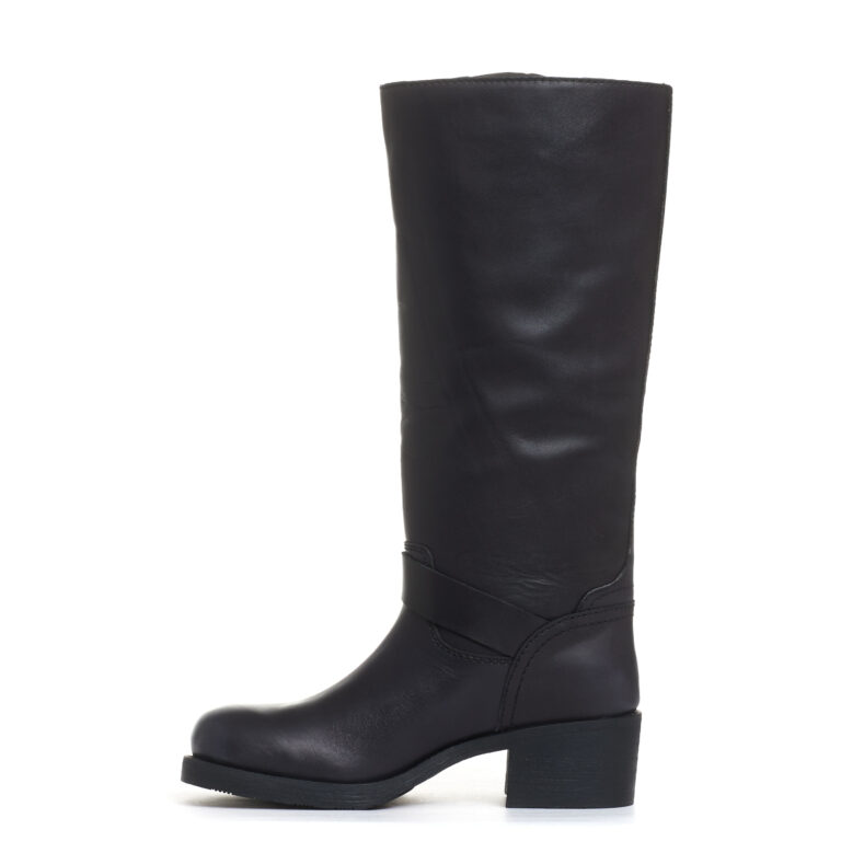 Sorelle Perego stivale biker tacco 40 mm fibbie nero Fino al 50% di sconto