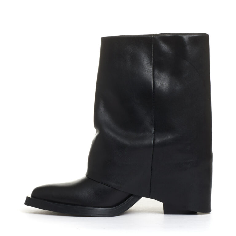 Sorelle Perego camperos con risvolto pelle nera tacco 60 mm Super sconto