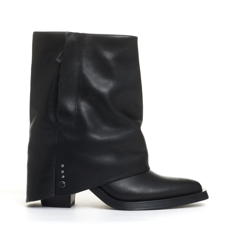 Sorelle Perego camperos con risvolto pelle nera tacco 60 mm Super sconto