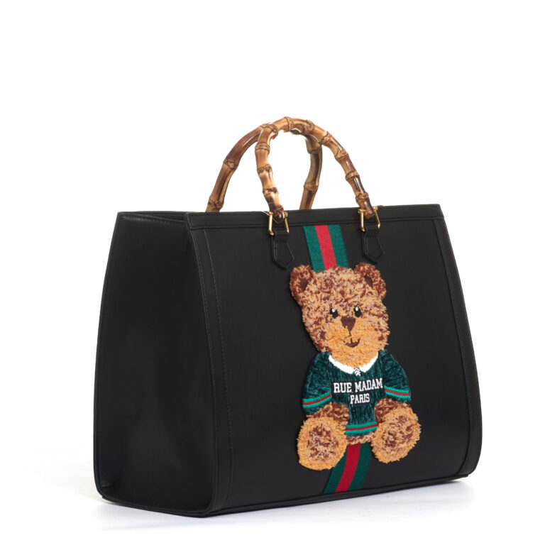 Sorelle Perego tote bag nera grande con Teddy e tracolla Enormi sconti