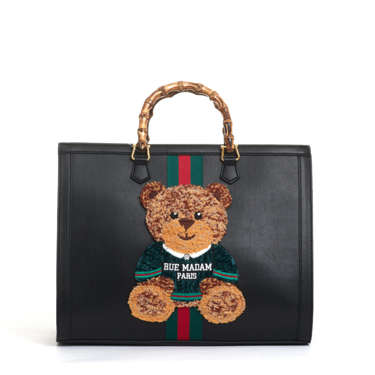Sorelle Perego tote bag nera grande con Teddy e tracolla Enormi sconti