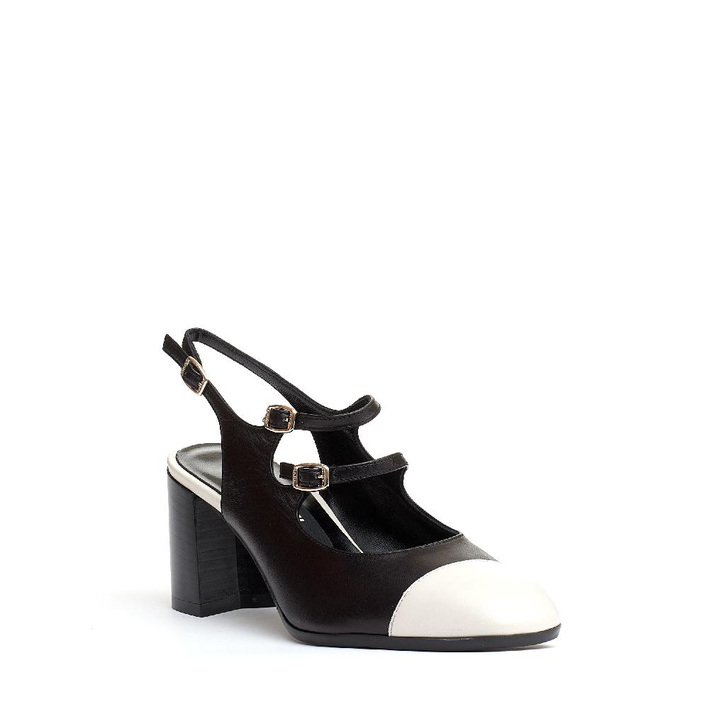 Sorelle Perego slingback cinturini nero e panna tacco 80 mm Hotsell