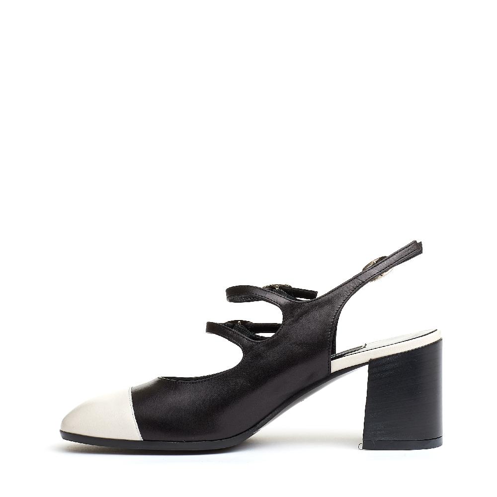 Sorelle Perego slingback cinturini nero e panna tacco 80 mm Hotsell
