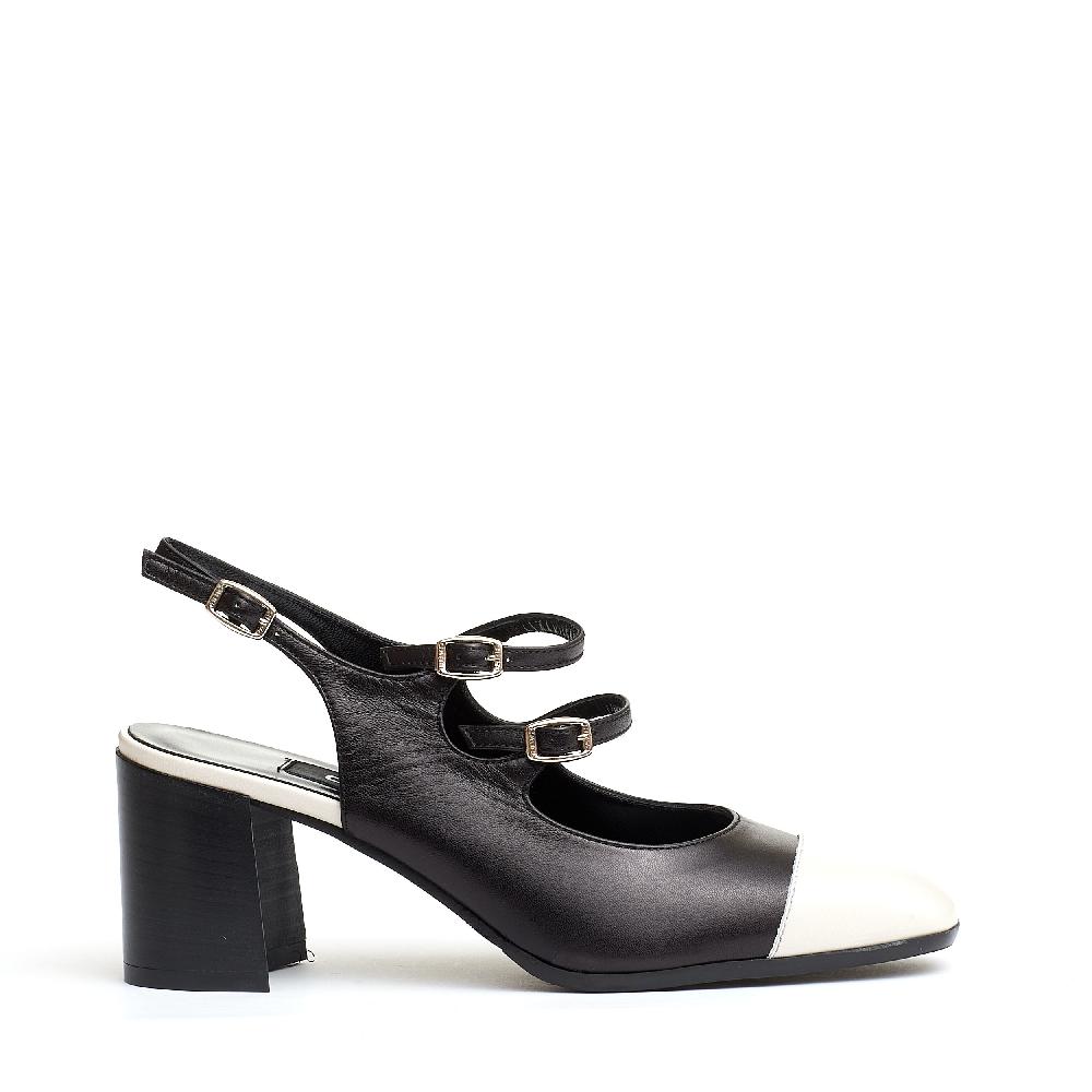 Sorelle Perego slingback cinturini nero e panna tacco 80 mm Hotsell