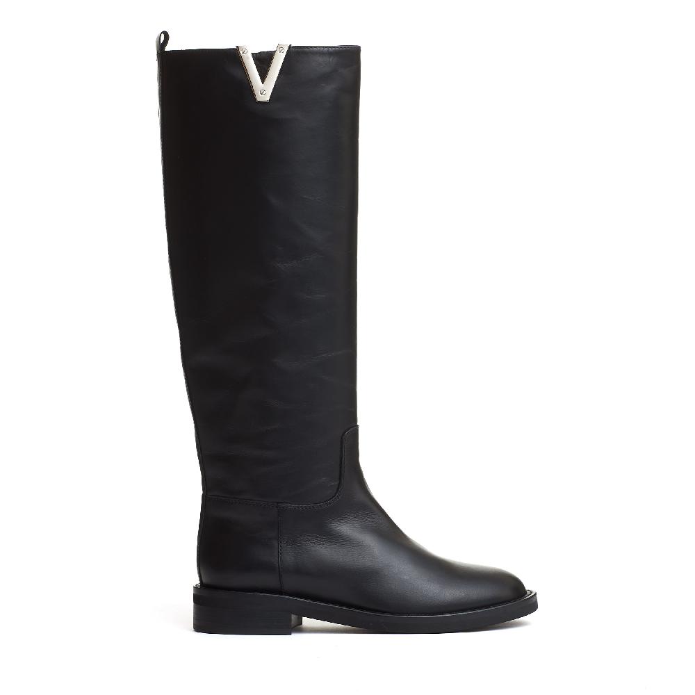 Sorelle Perego stivale pelle nera V argento Latest stili