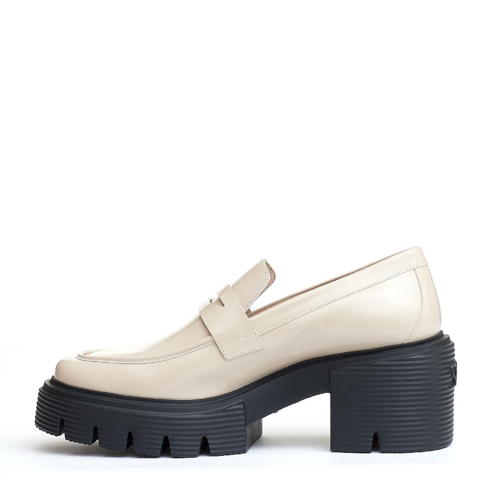 Sorelle Perego mocassino pelle beige fondo in gomma Italia