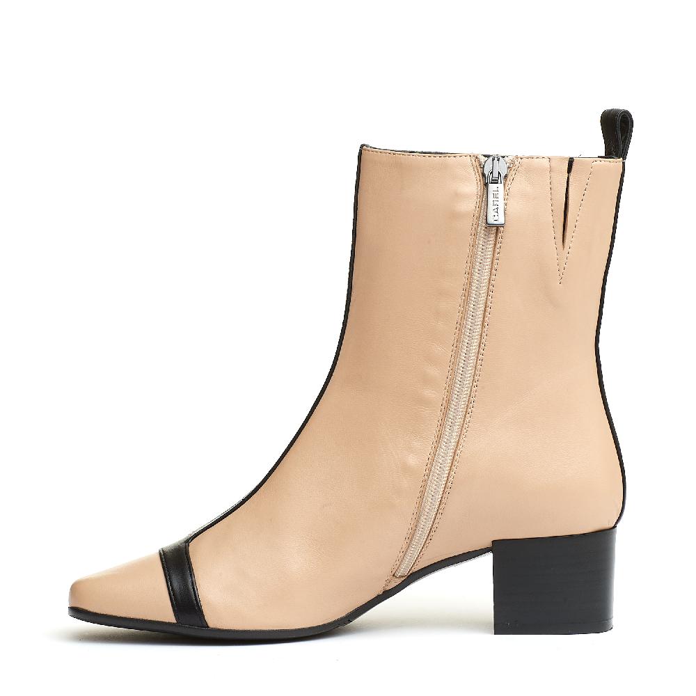 Sorelle Perego stivaletto pelle beige e nero tacco 40 mm Nuovo