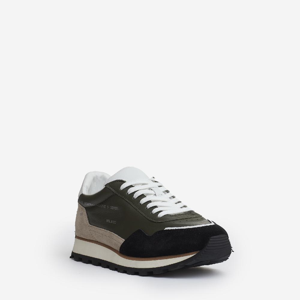 Sorelle Perego running 86er pelle verde camoscio beige e nero Consegna Veloce