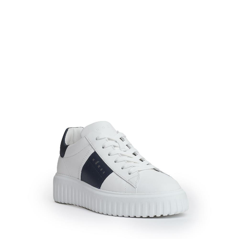 Sorelle Perego h stripe pelle bianco slash blu Flash Sale