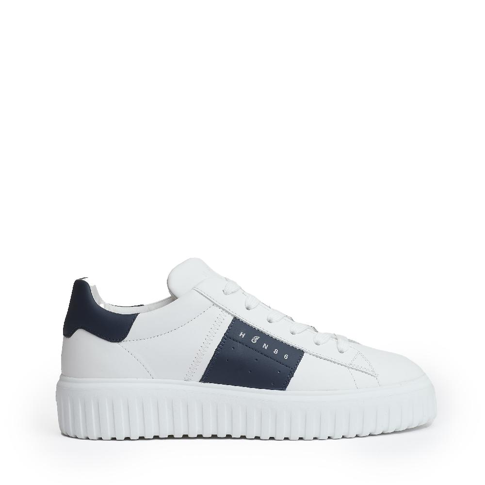 Sorelle Perego h stripe pelle bianco slash blu Flash Sale