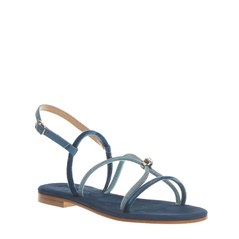 Sorelle Perego sandalo in velluto blu con microcristalli Offerta San Valentino