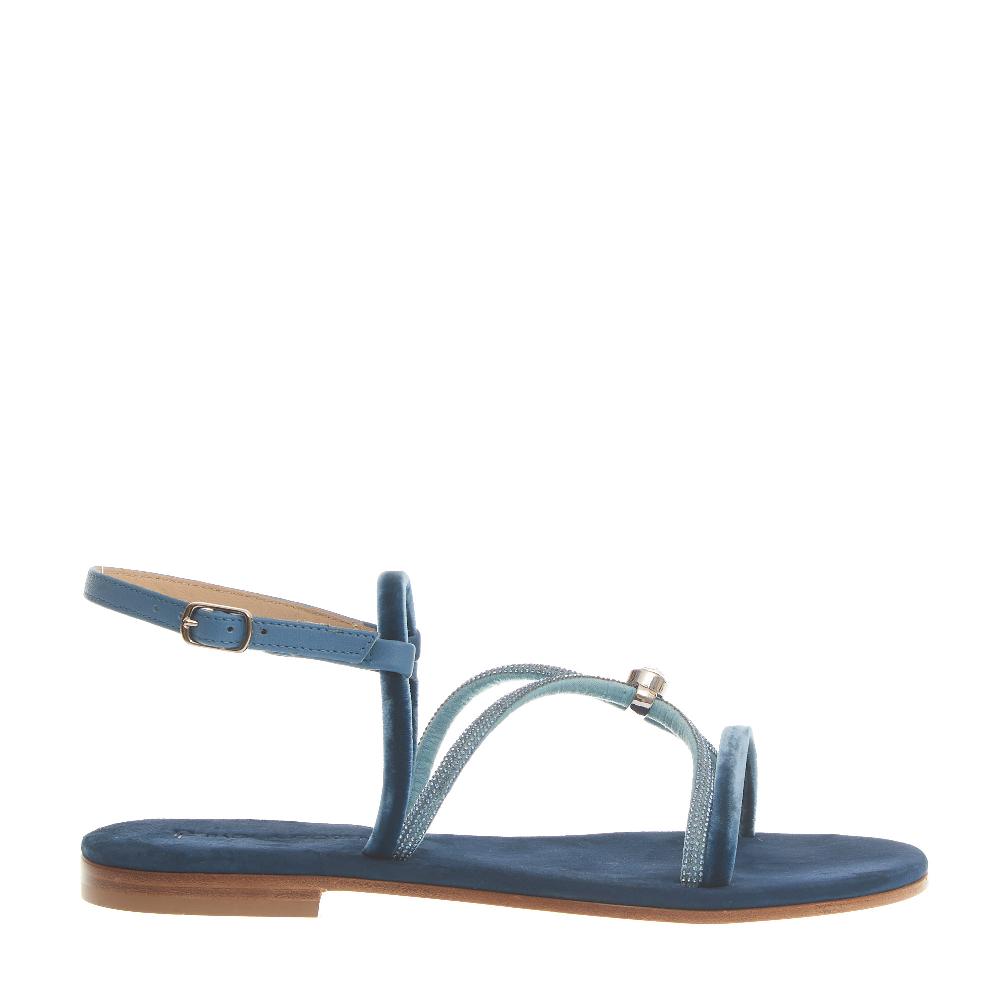 Sorelle Perego sandalo in velluto blu con microcristalli Offerta San Valentino