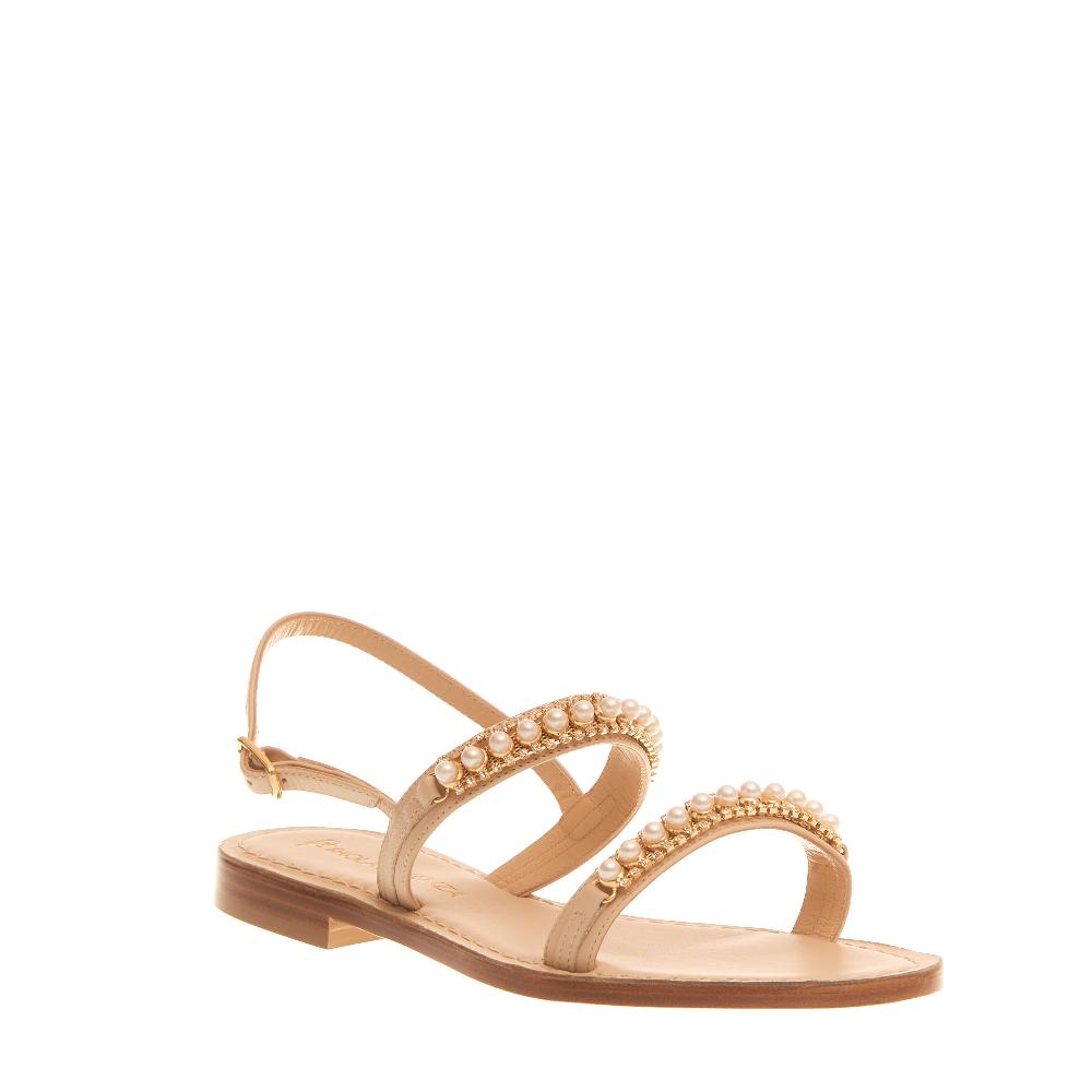 Sorelle Perego sandalo in pelle con perle Vendita calda