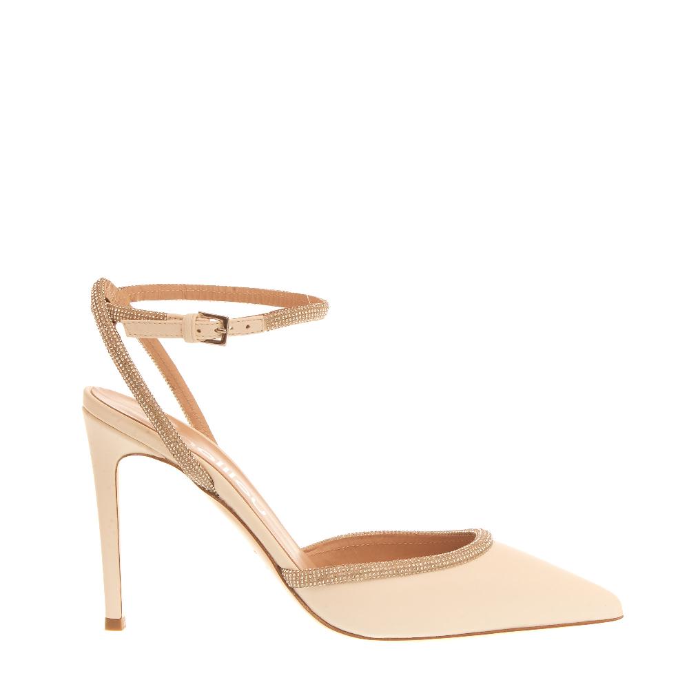 Sorelle Perego slingback nappa avorio strass tacco 90 mm Offerta temporanea