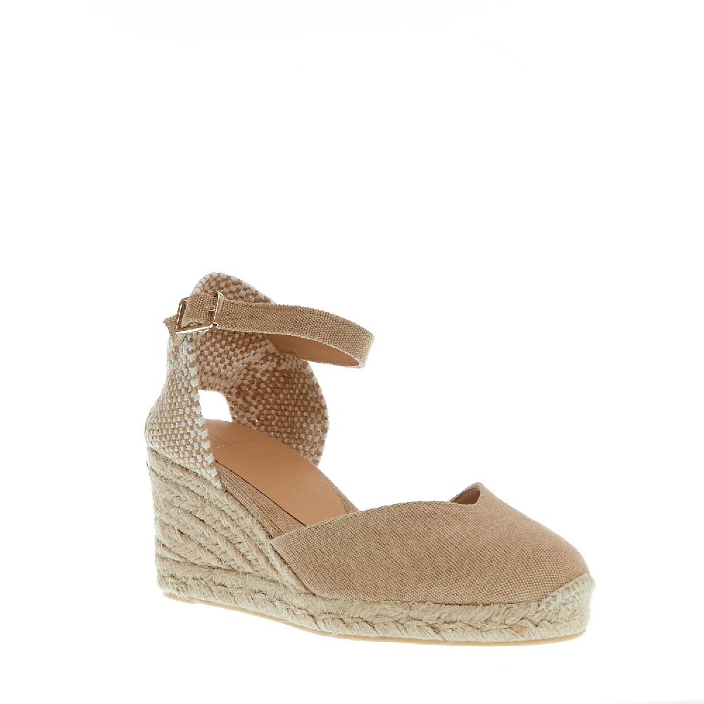 Sorelle Perego Espadrillas zeppa 70 mm tessuto beige Liquidazione