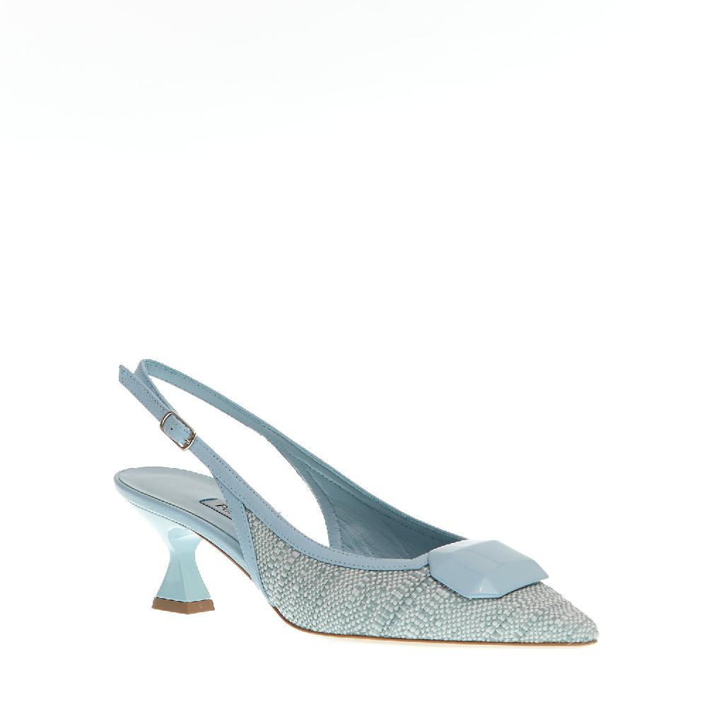 Sorelle Perego slingback tessuto azzurro tacco 55 mm Only for today