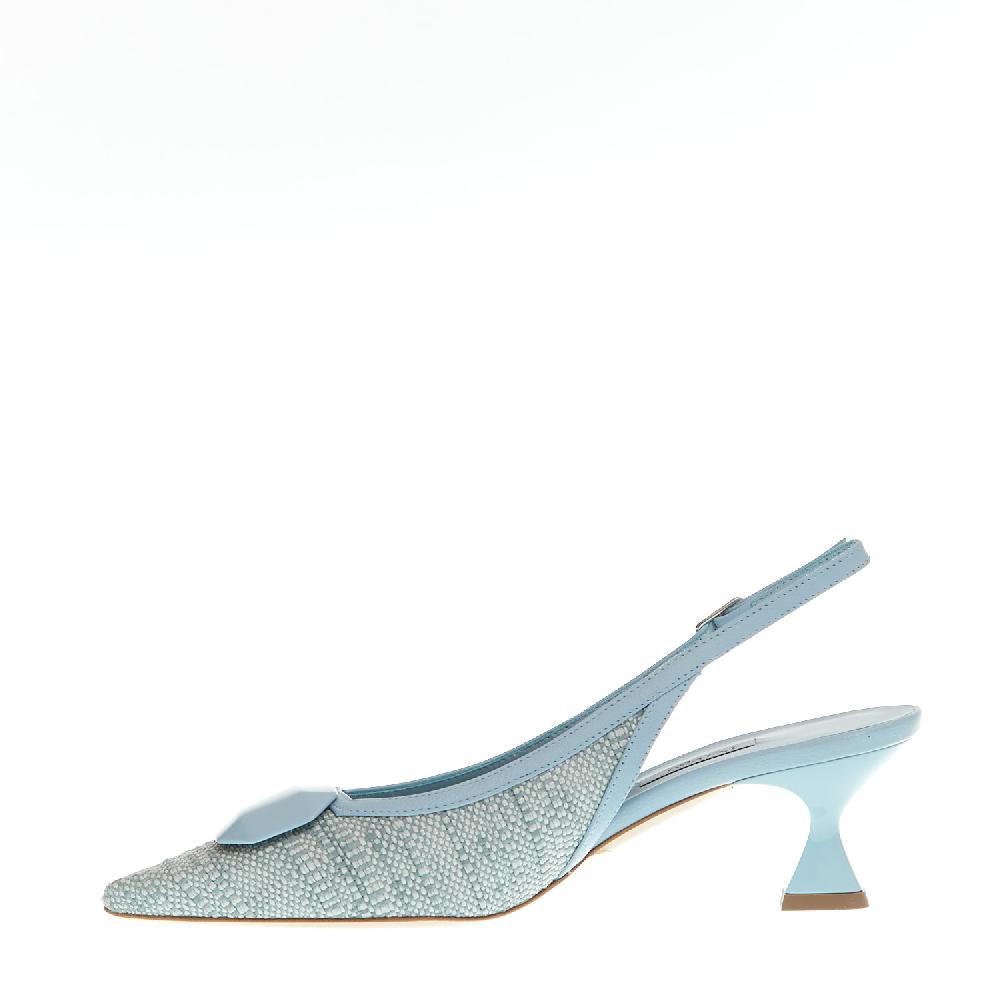 Sorelle Perego slingback tessuto azzurro tacco 55 mm Only for today