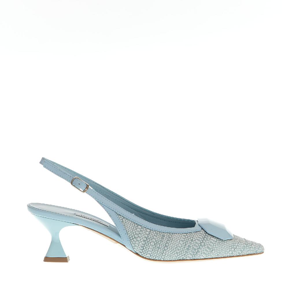 Sorelle Perego slingback tessuto azzurro tacco 55 mm Only for today